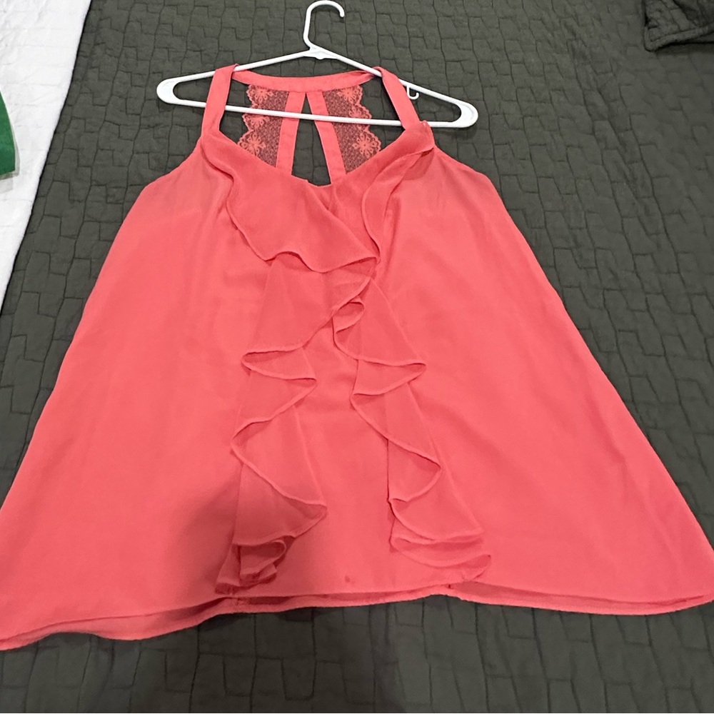LC Lauren Conrad Vibrant Coral Blouse